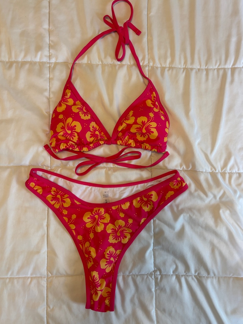 Cupshe Red and Yellow Floral Triangle Bikini